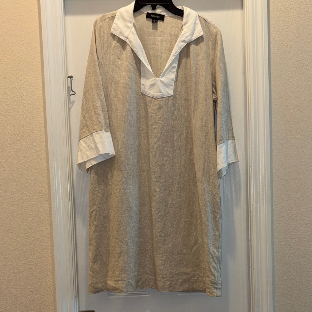 Tan and White Tunic Dress